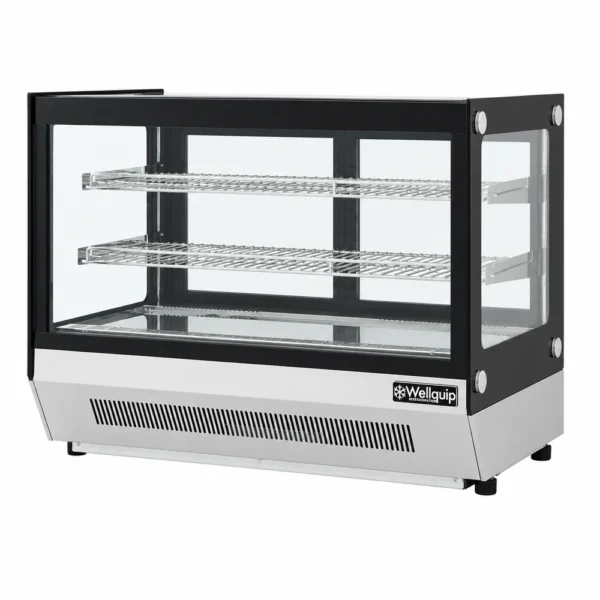 WL160_Front-right with doors closed Countertop square glass cake display fridge for cafés and bakeries