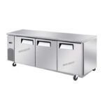3-door commercial under bench fridge with stainless steel doors and low running costs