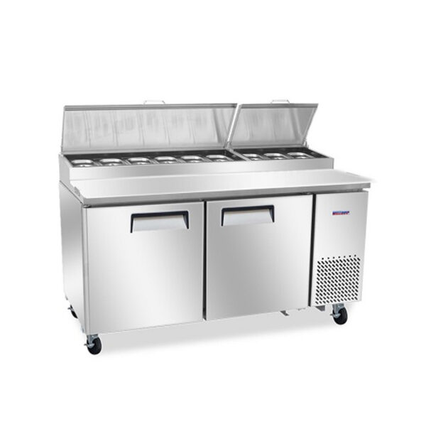 prepe1.jpg commercial pizza prep fridge with stainless steel GN pans