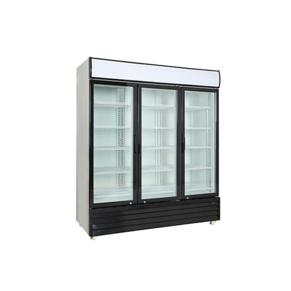 s1-2.jpg 3-door commercial upright display fridge with glass doors and LED lighting