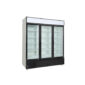 3-door commercial upright display fridge with glass doors and LED lighting