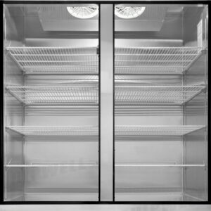 Powerful upright display freezer with 1335L capacity, fan-forced cooling and auto defrost
