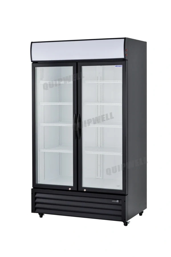 2 door upright glass display fridge Wellquip LG10HB model