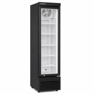 Narrow commercial freezer with glass door