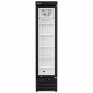 Slimline glass door freezer front view