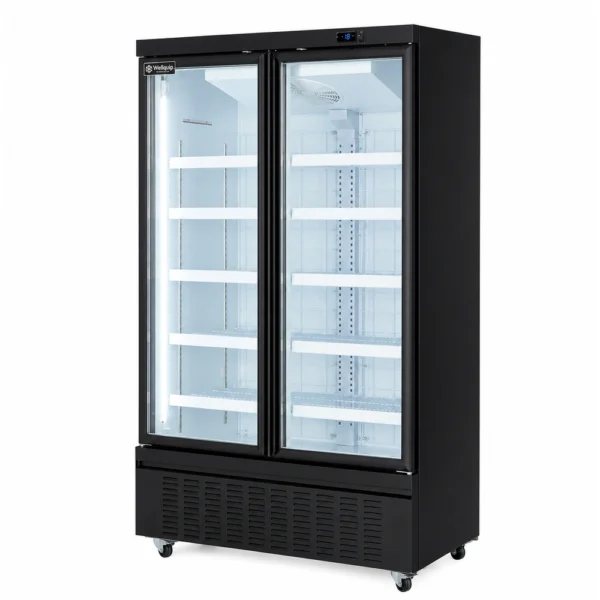 FC2X_Front-right with doors closed Wellquip FC2X 2 door upright display freezer with auto defrost cooling