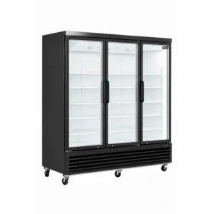 Black 3 door commercial display freezer for frozen products