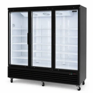 3 door upright display freezer with glass doors and LED lighting