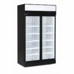 2 door commercial upright display fridge with glass doors and LED lighting