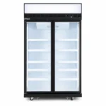 2 door upright display freezer with glass doors, auto defrost and LED lighting