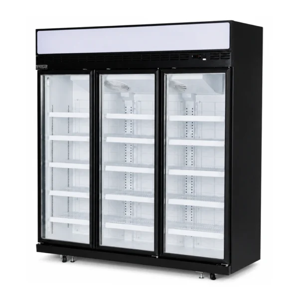 3 door upright display freezer with glass doors and LED lighting