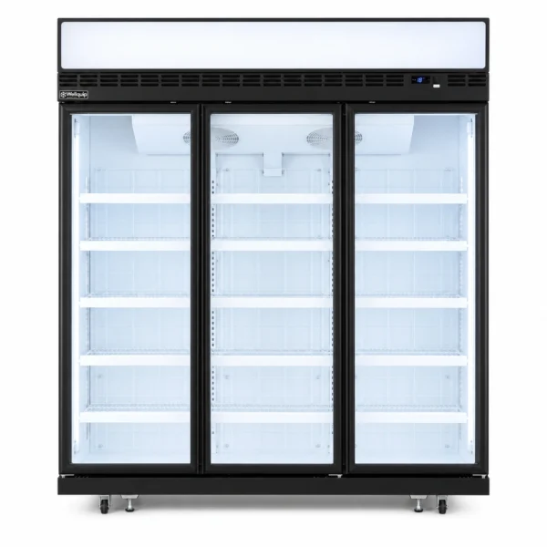 LC3X_Front with doors closed 3 door upright display freezer with glass doors and LED lighting
