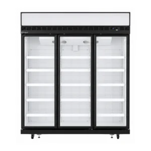 3 door upright display freezer with glass doors and LED lighting