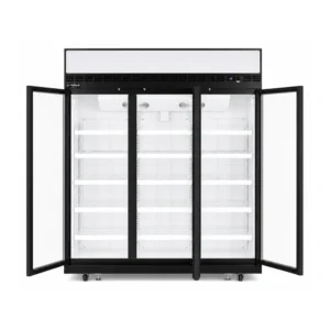 3 door upright display freezer with glass doors and LED lighting