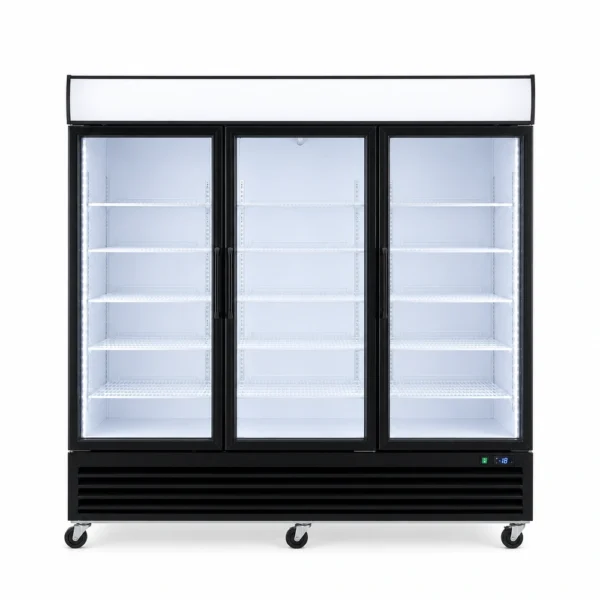 Wellquip 2090L 3 door upright display freezer FC83 front view