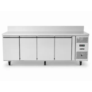 4 door commercial bench freezer with stainless steel doors, splashback and low running costs