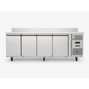 4 door commercial bench freezer with stainless steel doors, splashback and low running costs