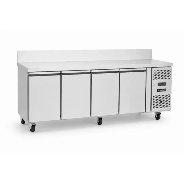 4 door commercial bench freezer with stainless steel doors, splashback and low running costs