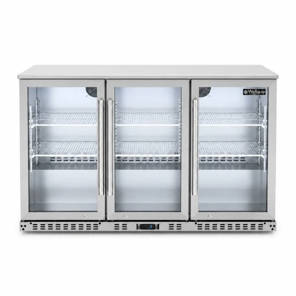 Premium stainless steel 3 door back bar fridge with LED lighting