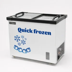 Commercial glass display freezer for supermarkets