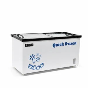 Commercial glass display freezer for supermarkets