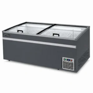 Anthracite grey commercial chest freezer with Low-E glass