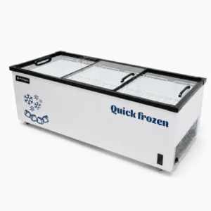 Commercial glass display freezer for supermarkets