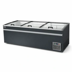 Anthracite grey commercial chest freezer with Low-E glass