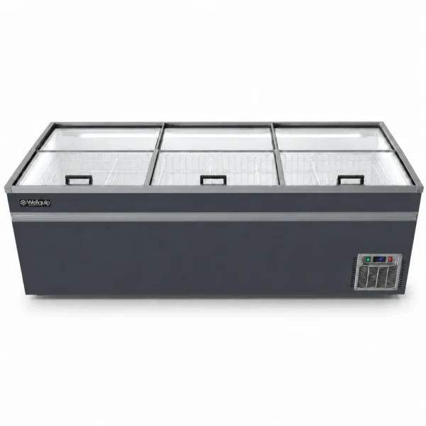 Retail display chest freezer with 6 storage sections