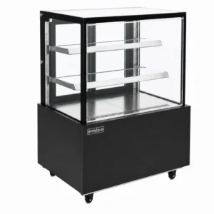 Commercial dessert display fridge with anti-fog panoramic glass