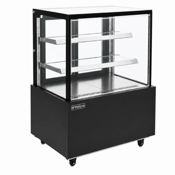 CX09A_Front-left with doors closed Commercial dessert display fridge with anti-fog panoramic glass