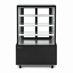 Commercial dessert display fridge with anti-fog panoramic glass