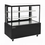 Commercial dessert display fridge with anti-fog panoramic glass