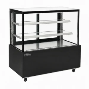 Commercial dessert display fridge with anti-fog panoramic glass
