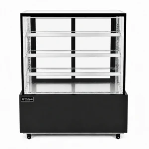 Commercial dessert display fridge with anti-fog panoramic glass