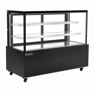 Commercial dessert display fridge with anti-fog panoramic glass