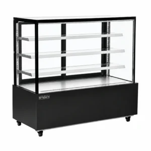 Commercial dessert display fridge with anti-fog panoramic glass