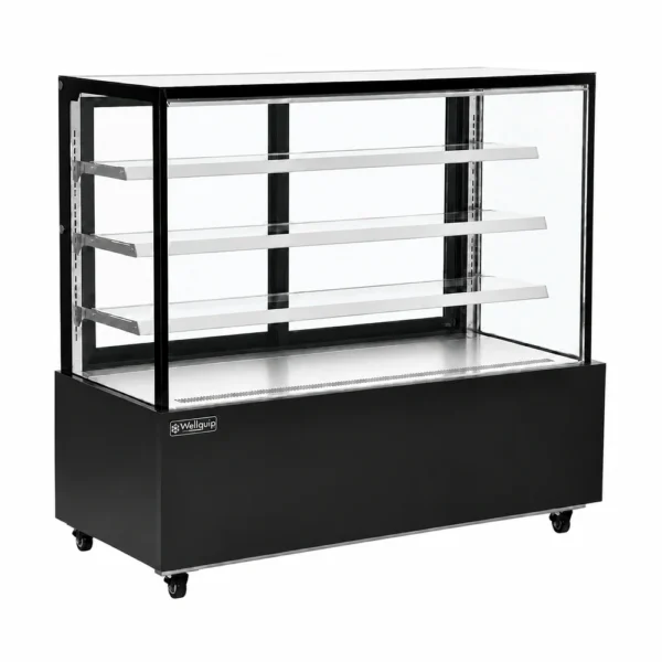 CX15_Front-left with doors closed Commercial dessert display fridge with anti-fog panoramic glass