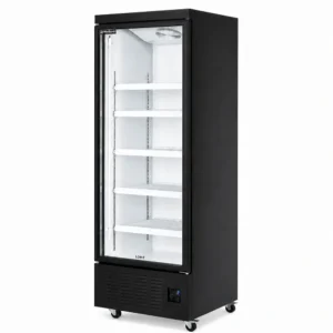 1 door upright display fridge with glass doors and LED lighting