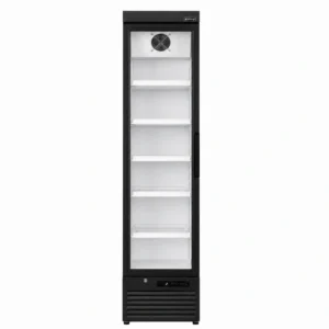 Slimline upright beverage fridge front view