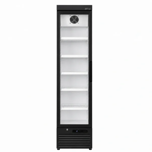 Slimline upright beverage fridge front view