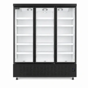 Wellquip 1650L 3 door upright display fridge front view
