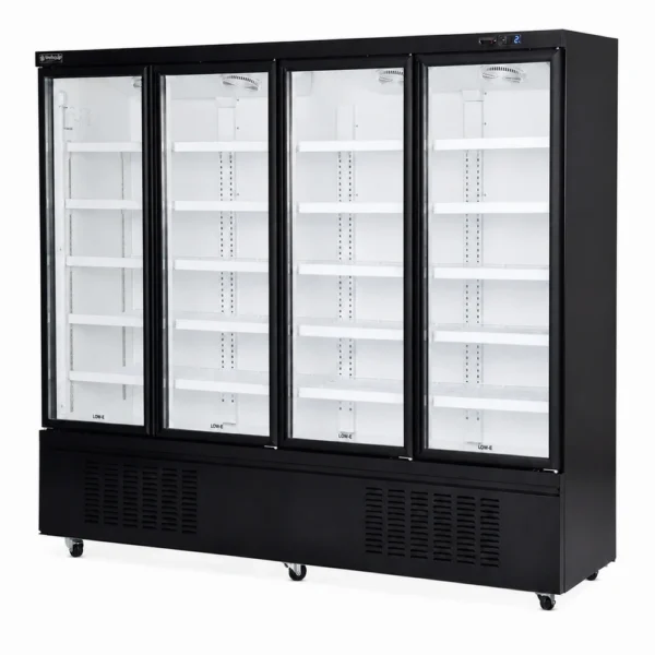 Commercial upright display fridge for chilled food merchandising