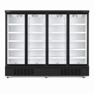 Wellquip 2100L 4 door upright display fridge front view