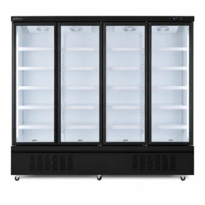Wellquip 2100L 4 door upright display fridge front view