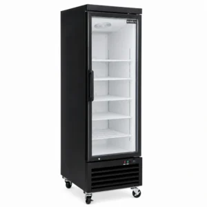 1 door upright display fridge with glass doors and LED lighting