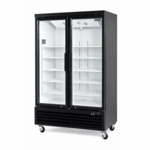 Commercial upright display fridge for chilled food merchandising