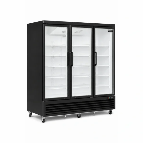 FA83_Front-left with doors closed 3 door commercial glass door display fridge for supermarkets
