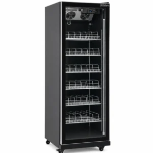 Black commercial display fridge for drinks and food