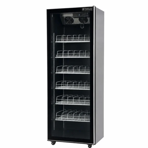 Black commercial display fridge for drinks and food